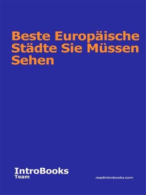 cover image of Beste Europäische Städte Sie Müssen Sehen